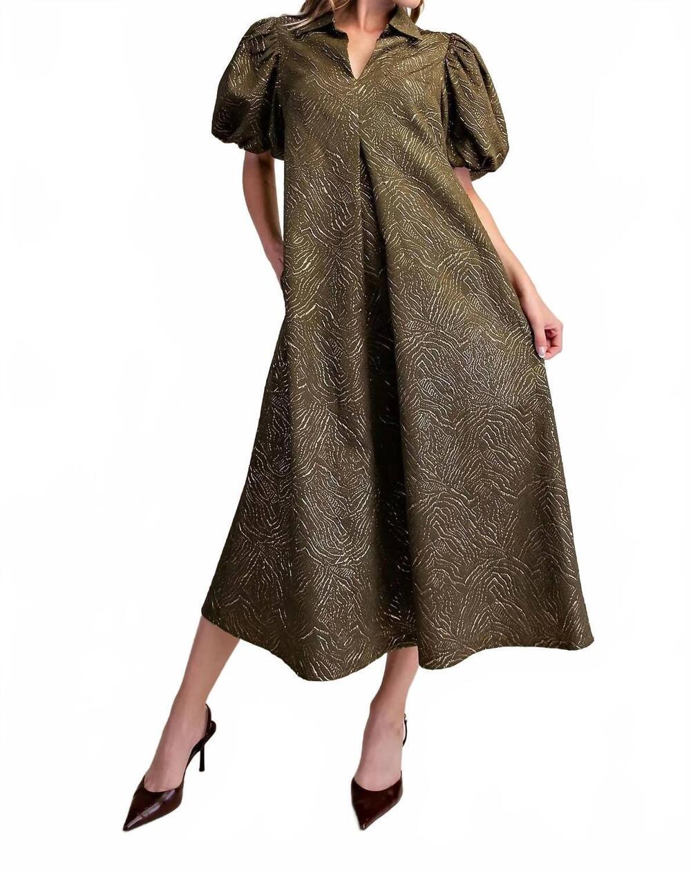 NEW GLAM tuscan midi dress in olive